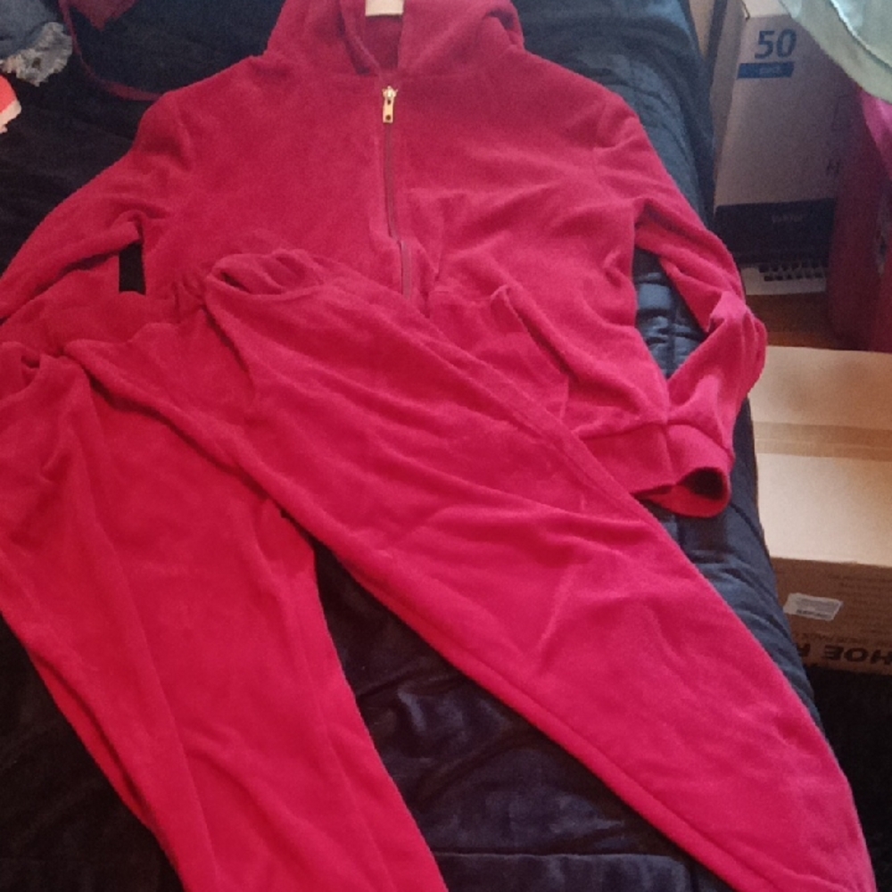 Cozy Red Fleece Tracksuit
